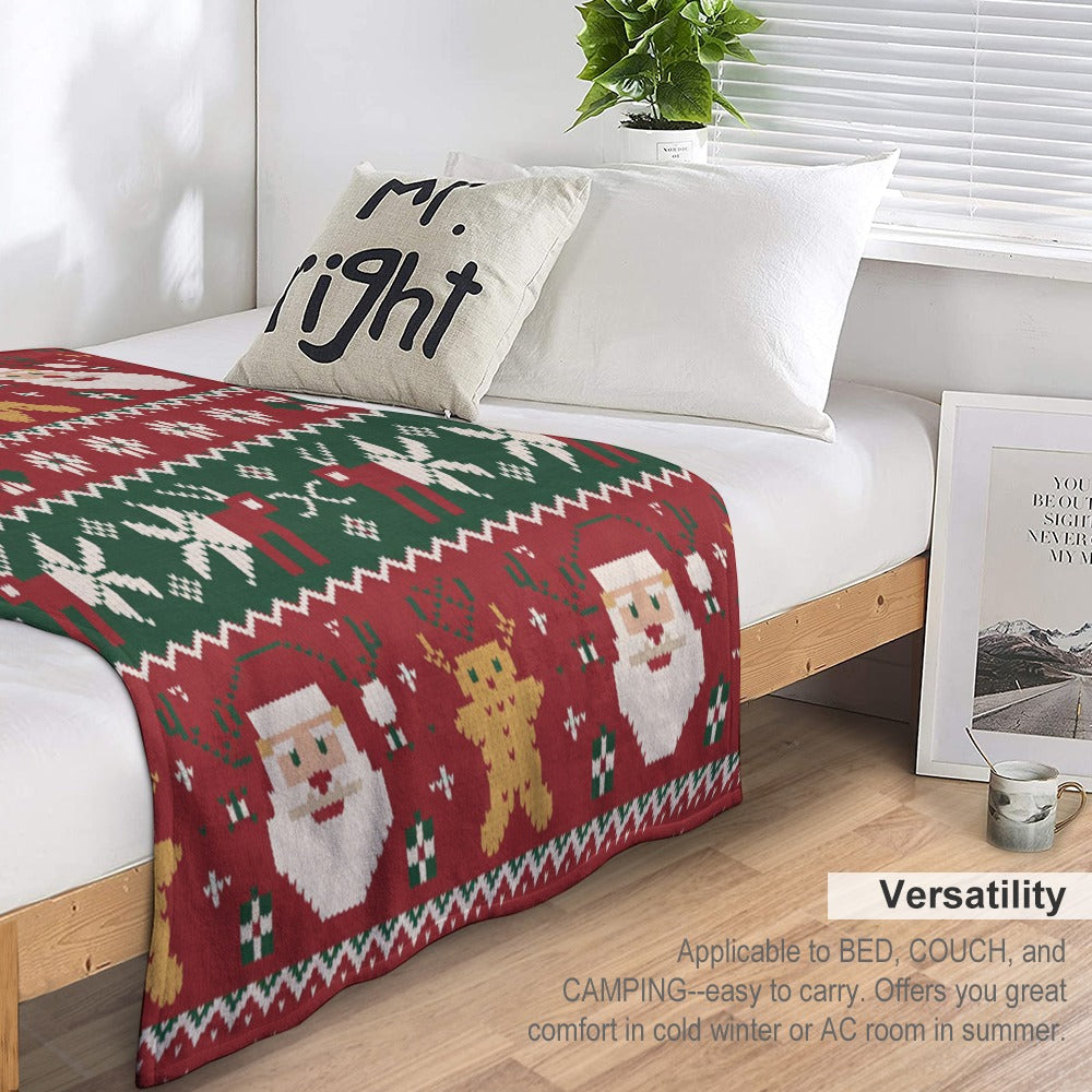 Christmas Ultra Soft Flannel Blanket – Cozy Holiday Throw, Warm Fleece Blanket for Bed & Sofa,