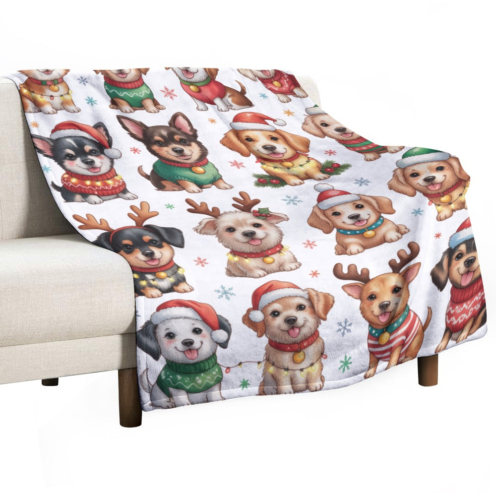 Cute Christmas Dog Blanket Cozy Anti-Pilling Flannel Throw for Dog Lovers  Soft Warm Holiday Blanket for Home, Couch & Gifts
