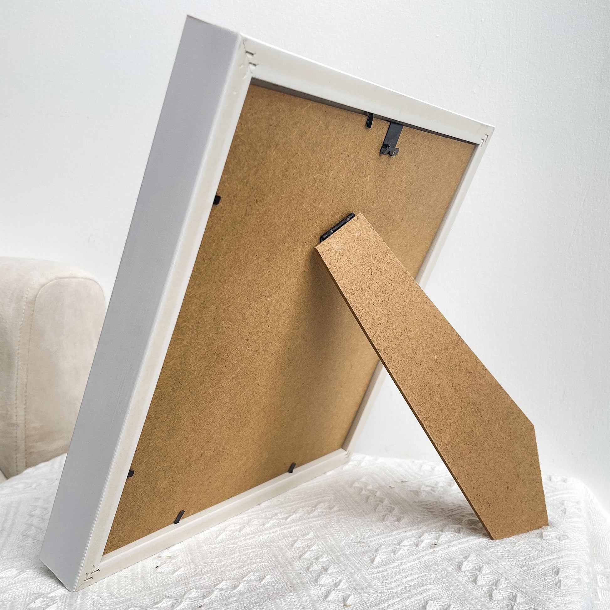 White MDF wood shadow box with cardboard back and stand, perfect gift for nurses and doctors.